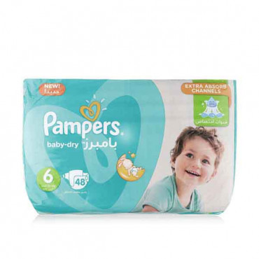 Pampers Baby Dry Diapers  Size 6  Extra Large,13+Kg,Giant Pack, 48 Count