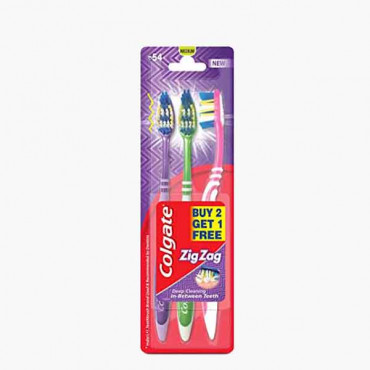Colgate Toothbrush Zig Zag Flexible Medium 3 Pieces