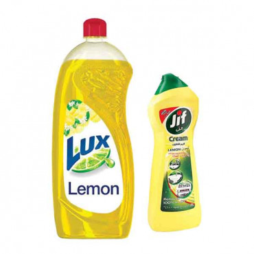 Lux Sunlight Dishwash Lemon 1250ml + Jif Cream 450M