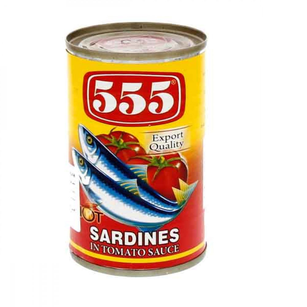 555 Sardines In Tomato Sauce Hot Red 155g