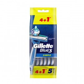 Gillette Blue Simple 3 Mens Disposable Razors 5 Pieces